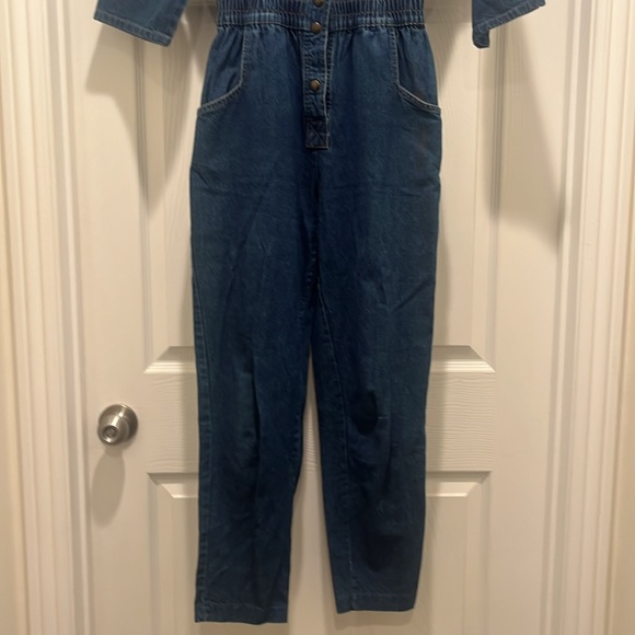 Vintage 80s Dreams Denim Jumpsuit EUC Petite (Small) - Picture 3 of 8